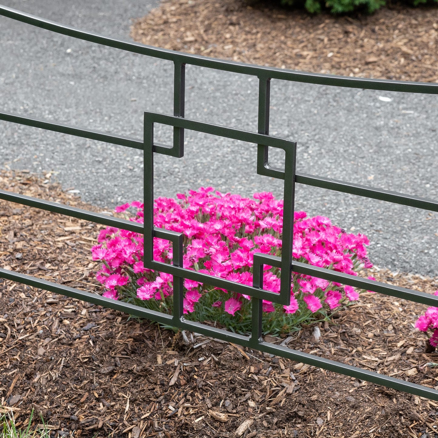 ACHLA Square-on-Squares Fence Section 4-Pack | Graphite Powdercoat Wrought Iron | Garden & Landscape Border | 36 x 1.5 x 31.5 in Each | Model DFS-25-4