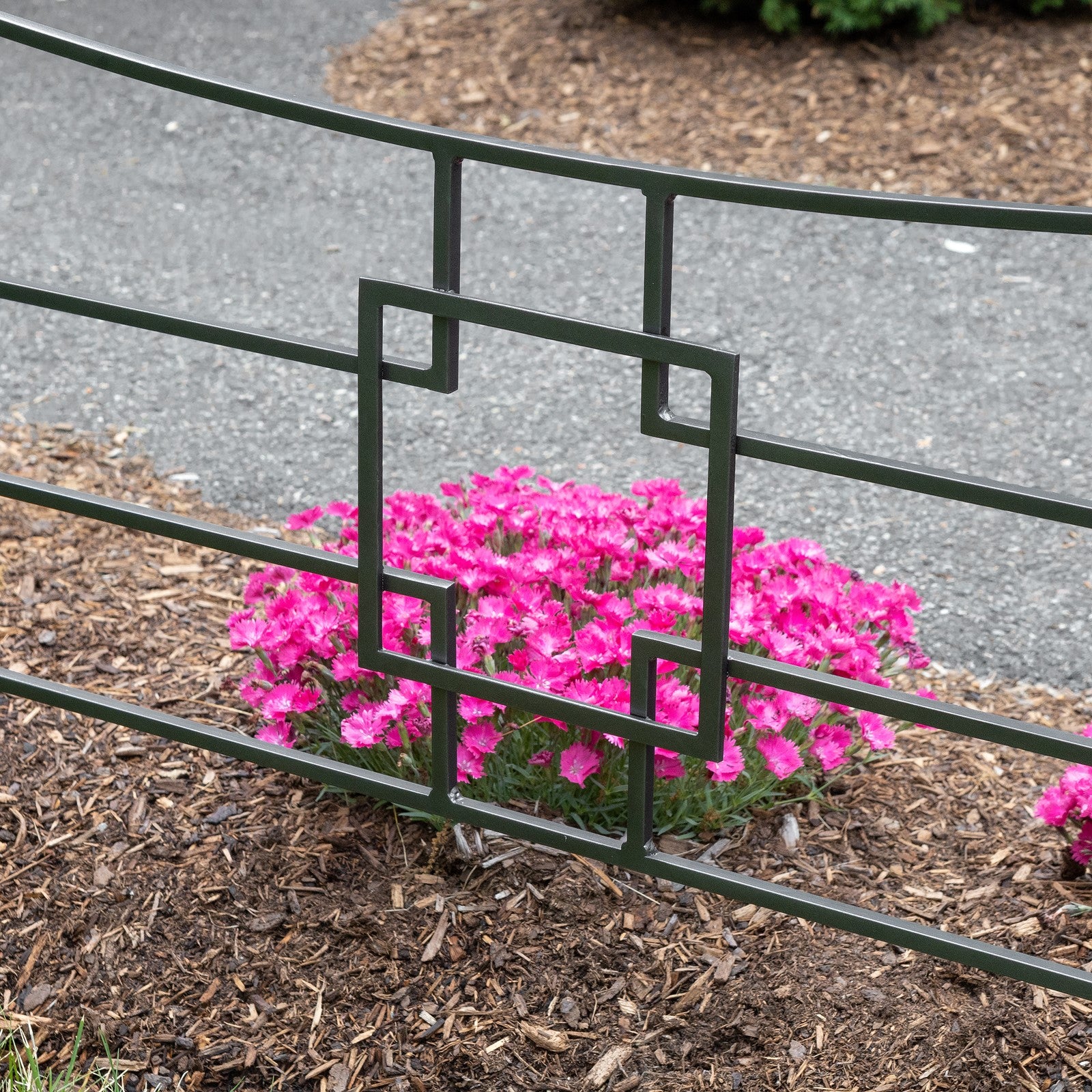 ACHLA Square-on-Squares Fence Section 4-Pack | Graphite Powdercoat Wrought Iron | Garden & Landscape Border | 36 x 1.5 x 31.5 in Each | Model DFS-25-4
