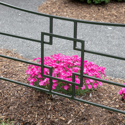 ACHLA Square-on-Squares Fence Section 4-Pack | Graphite Powdercoat Wrought Iron | Garden & Landscape Border | 36 x 1.5 x 31.5 in Each | Model DFS-25-4