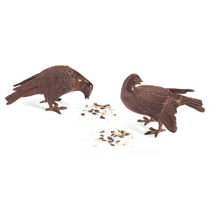 ACHLA Bronzed Doves Pair | Antique Bronze Cast Aluminum Garden Ornament | Patio & Garden Decor | 8 x 8 x 6 in | Model DOV-01