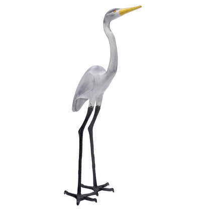 ACHLA Great Egret I 43in Tall Garden Ornament | Cast Aluminum Black, White, and Yellow | Patio & Garden Accent | 13 x 9 x 43 in | Model E-02