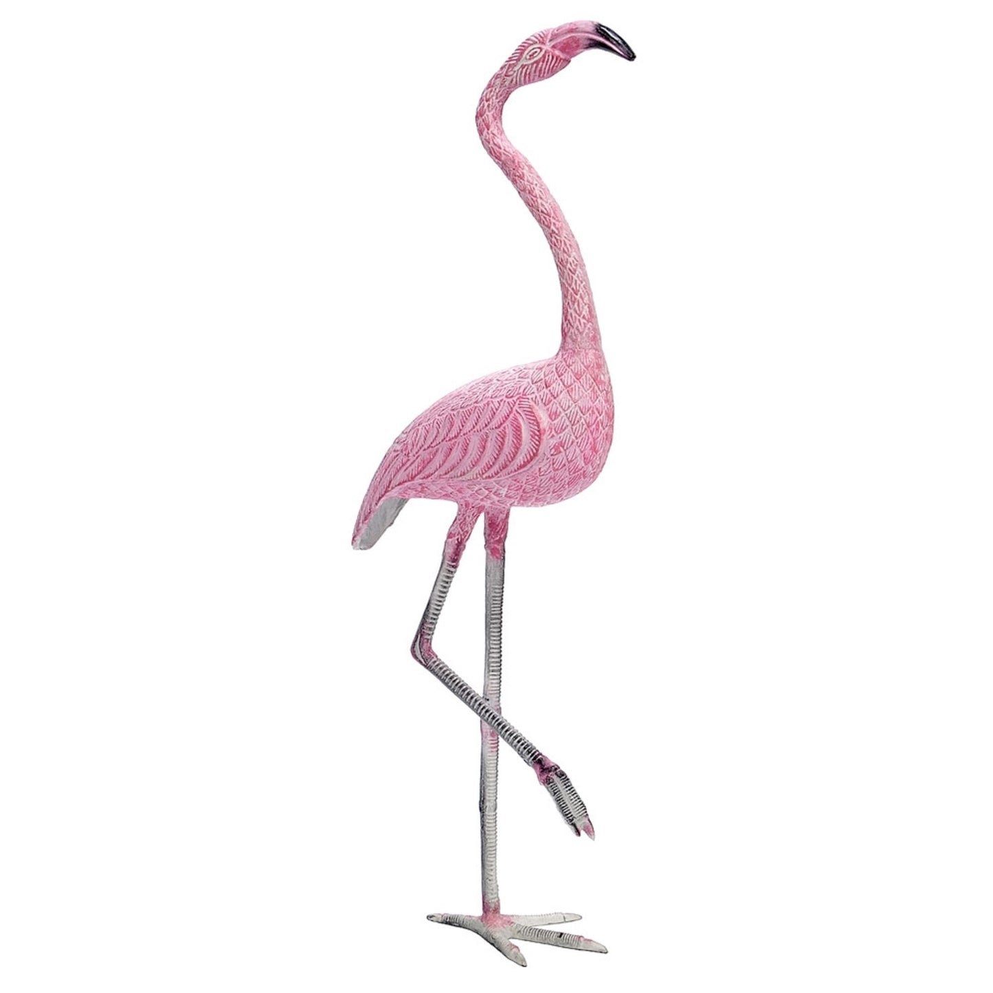 ACHLA American Flamingo 38in Garden Ornament | Cast Aluminum Pink and White | Tropical Patio & Poolside Decor | 13.5 x 7.5 x 38 in | Model E-04