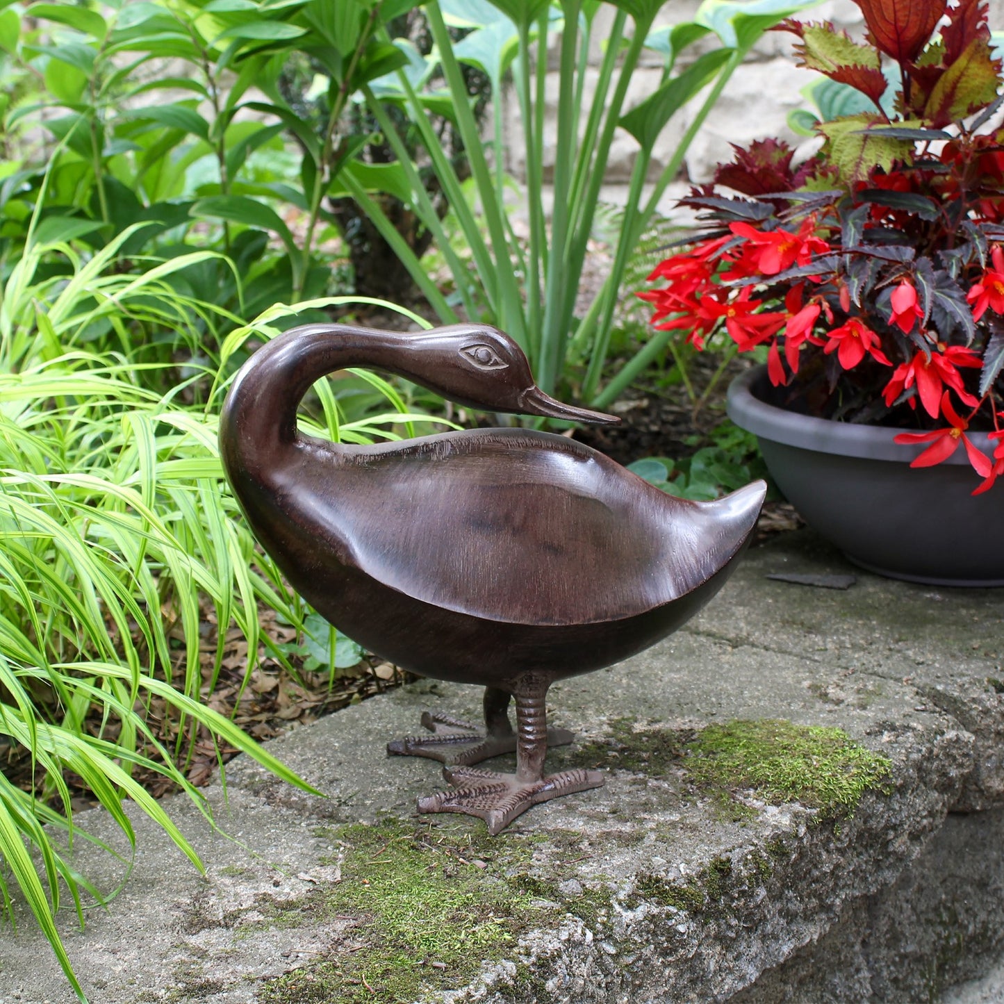 ACHLA Bye Duck E-10 | Hand Cast Aluminum Bronze Finish | Garden & Patio Ornament | 13.5 x 6.5 x 11.5 in | Model E-10