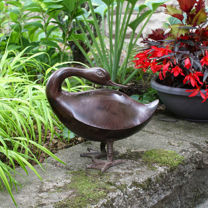 ACHLA Bye Duck E-10 | Hand Cast Aluminum Bronze Finish | Garden & Patio Ornament | 13.5 x 6.5 x 11.5 in | Model E-10