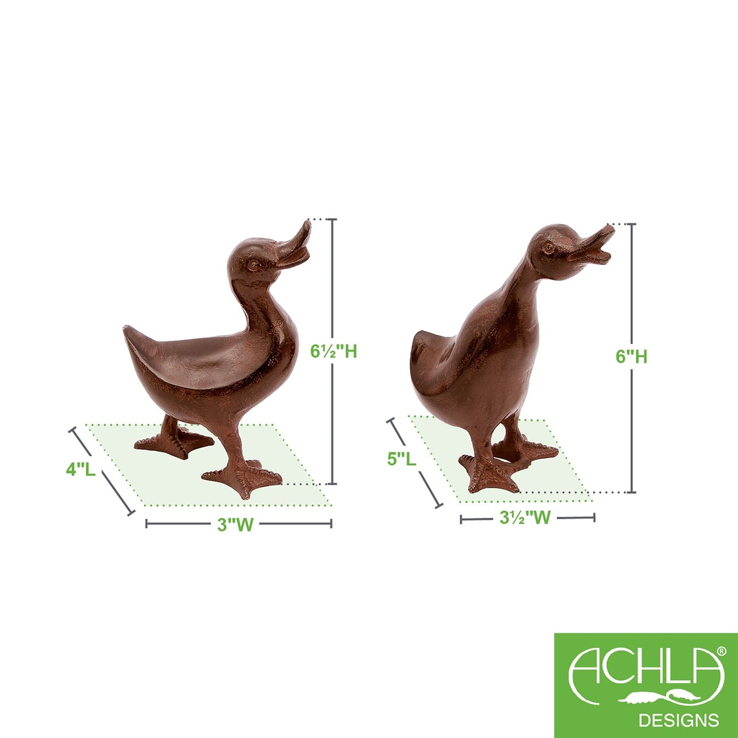 ACHLA Pair of Ducklings | Bronze Hand-Cast Aluminum Garden Ornament | Outdoor Patio & Garden Decor | 6-6.5 in H | Model E-11