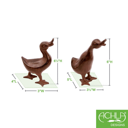 ACHLA Pair of Ducklings | Bronze Hand-Cast Aluminum Garden Ornament | Outdoor Patio & Garden Decor | 6-6.5 in H | Model E-11