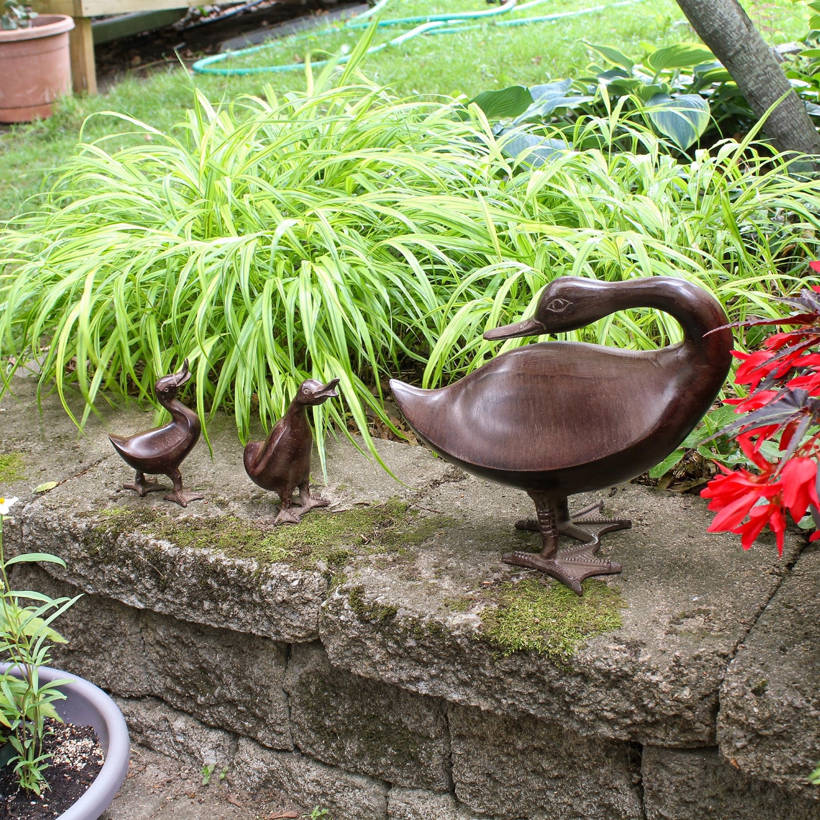 ACHLA Pair of Ducklings | Bronze Hand-Cast Aluminum Garden Ornament | Outdoor Patio & Garden Decor | 6-6.5 in H | Model E-11