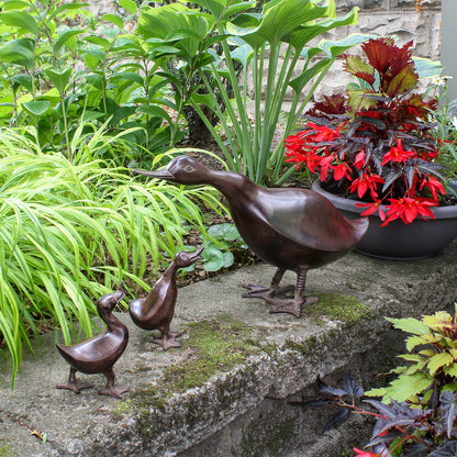 ACHLA Pair of Ducklings | Bronze Hand-Cast Aluminum Garden Ornament | Outdoor Patio & Garden Decor | 6-6.5 in H | Model E-11