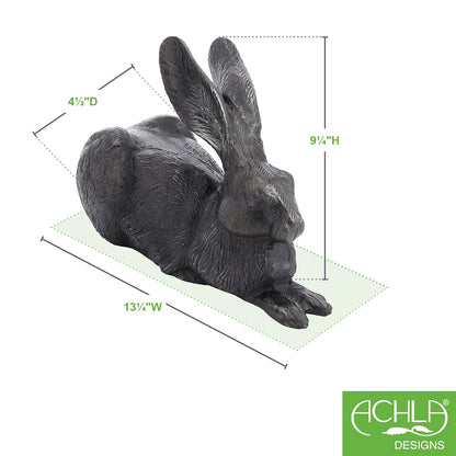 ACHLA Rabbits E-12C | Garden Statue Charcoal Hand Cast Aluminum | Lawn & Garden Decor | 13 x 5 x 9.5 in | Model E-12C