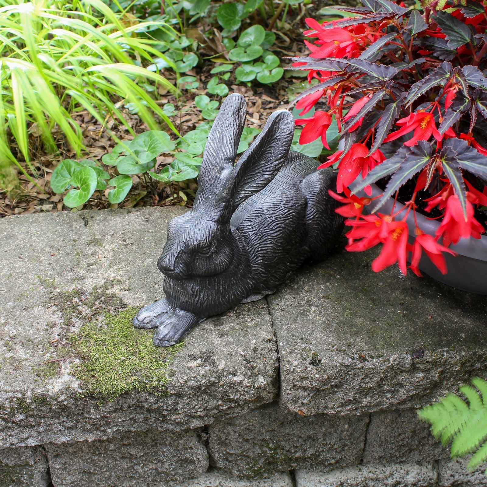 ACHLA Rabbits E-12C | Garden Statue Charcoal Hand Cast Aluminum | Lawn & Garden Decor | 13 x 5 x 9.5 in | Model E-12C
