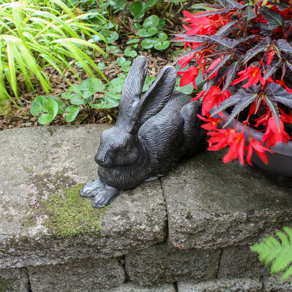 ACHLA Rabbits E-12C | Garden Statue Charcoal Hand Cast Aluminum | Lawn & Garden Decor | 13 x 5 x 9.5 in | Model E-12C