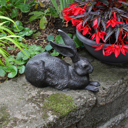 ACHLA Rabbits E-12C | Garden Statue Charcoal Hand Cast Aluminum | Lawn & Garden Decor | 13 x 5 x 9.5 in | Model E-12C