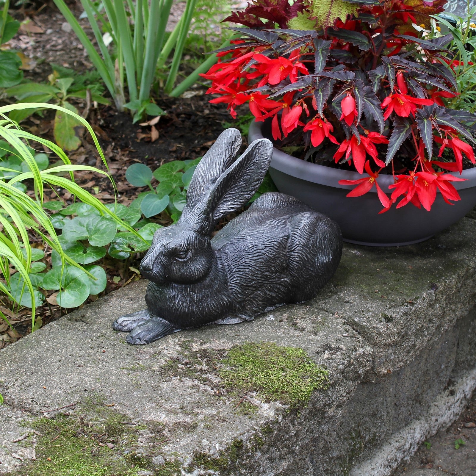 ACHLA Rabbits E-12C | Garden Statue Charcoal Hand Cast Aluminum | Lawn & Garden Decor | 13 x 5 x 9.5 in | Model E-12C