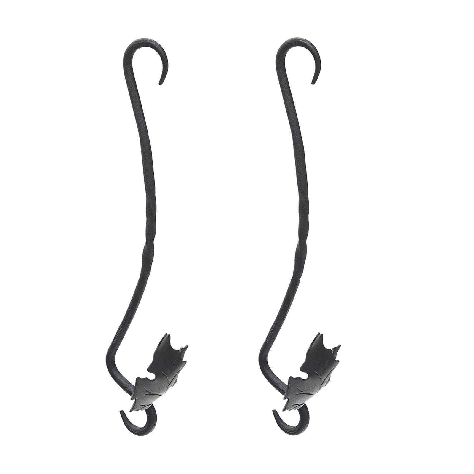 ACHLA Maple Leaf 18in Extender 2-Pack | Black Wrought Iron S-Hook | Hanging Planters & Bird Feeders | 4 x 18 x 0.5 in | Model EM-02-2