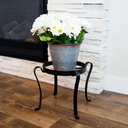 ACHLA Patio Flowerpot Stand II 11 3/4in Plant Stand | Traditional Wrought Iron Black Powder Coat | Outdoor Patio, Deck & Entryway Accent | Model FB-02