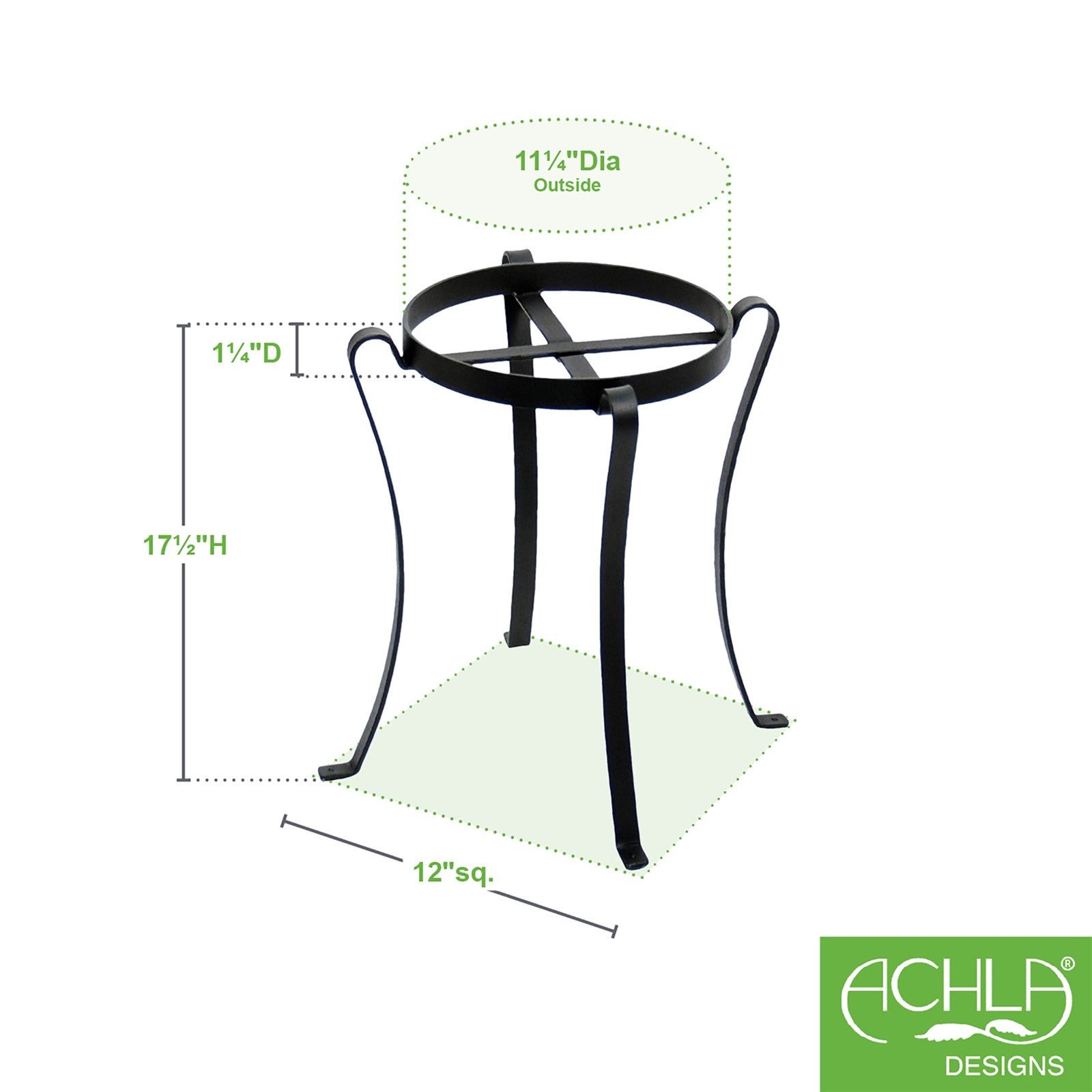 ACHLA Patio Flowerpot Stand III 17.75in Tall | Traditional Black Wrought Iron | Porch, Deck & Patio Plant Display | Model FB-03