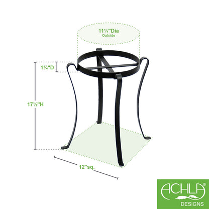 ACHLA Patio Flowerpot Stand III 17.75in Tall | Traditional Black Wrought Iron | Porch, Deck & Patio Plant Display | Model FB-03
