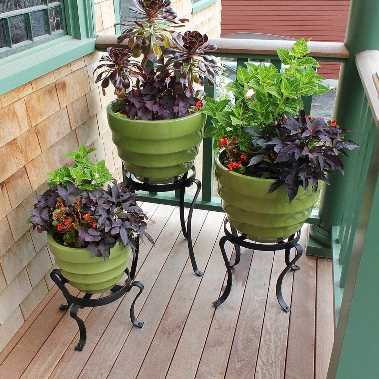 ACHLA Patio Flowerpot Stand III 17.75in Tall | Traditional Black Wrought Iron | Porch, Deck & Patio Plant Display | Model FB-03