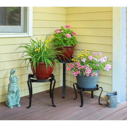 ACHLA Patio Flowerpot Stand III 17.75in Tall | Traditional Black Wrought Iron | Porch, Deck & Patio Plant Display | Model FB-03