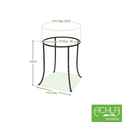 ACHLA Ring Stand 12in Round Plant Stand | Black Wrought Iron | Patio, Deck & Indoor Plant Display | 12 x 12 x 14 in | Model FB-14