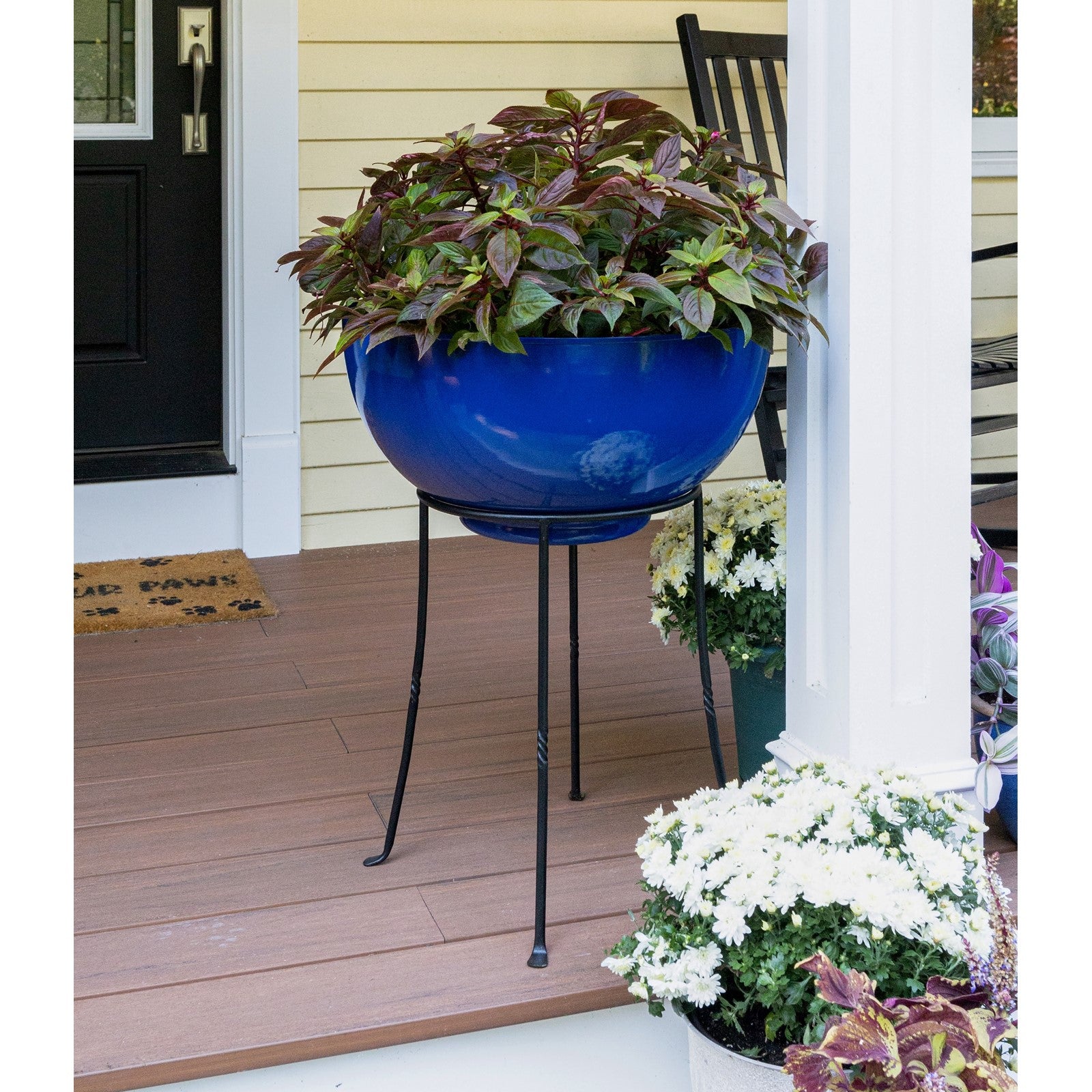 ACHLA 18in Ring Stand | Black Powdercoat Wrought Iron | Indoor & Outdoor Plant Stand & Birdbath Holder | 13 x 13 x 18 in | Model FB-18