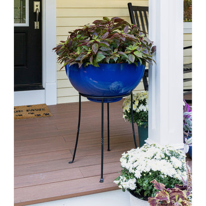 ACHLA 18in Ring Stand | Black Powdercoat Wrought Iron | Indoor & Outdoor Plant Stand & Birdbath Holder | 13 x 13 x 18 in | Model FB-18