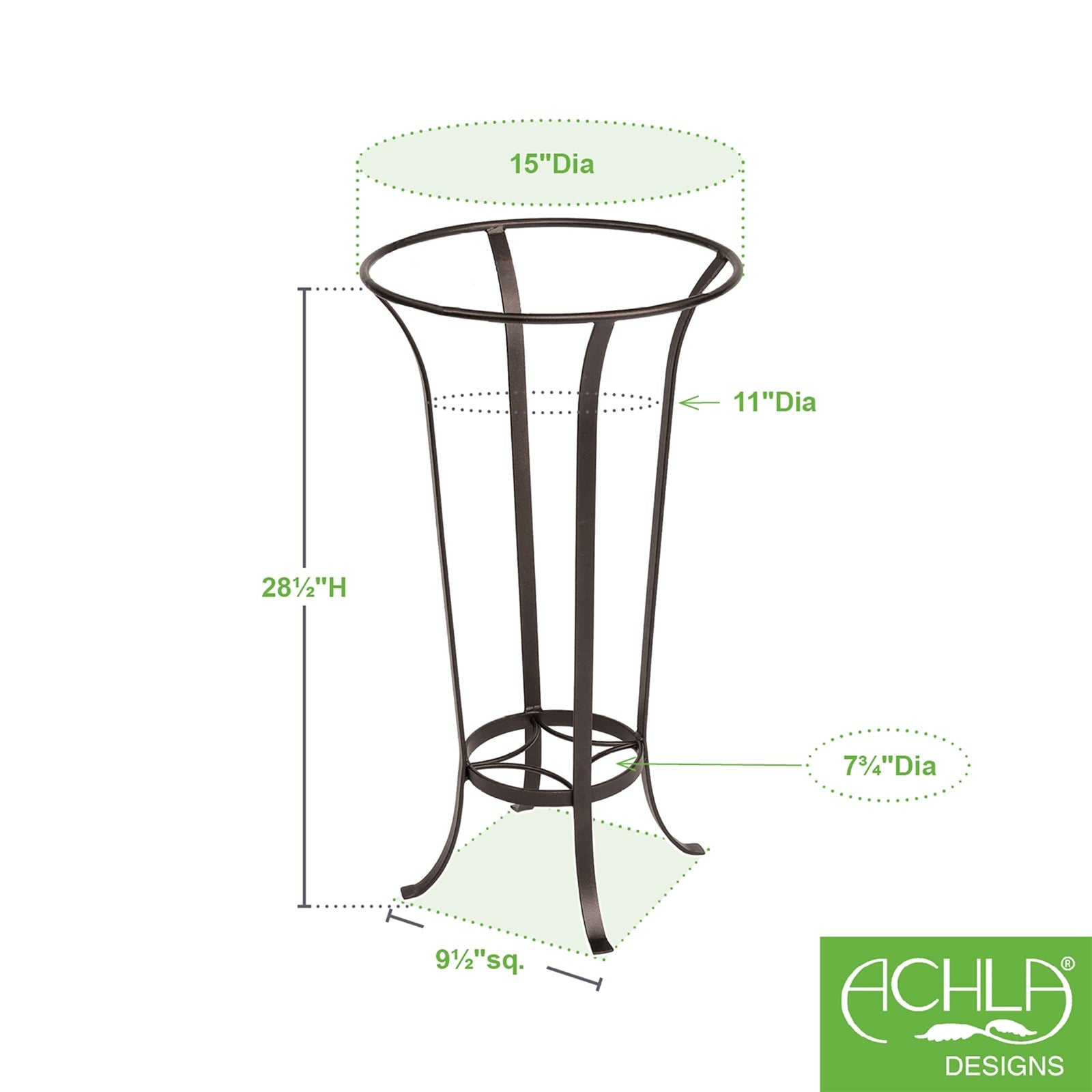 ACHLA Tulip Stand 28in Wrought Iron Roman Bronze Garden Pedestal | Outdoor Plant & Birdbath Stand | Patio & Garden Accent | Model FB-19