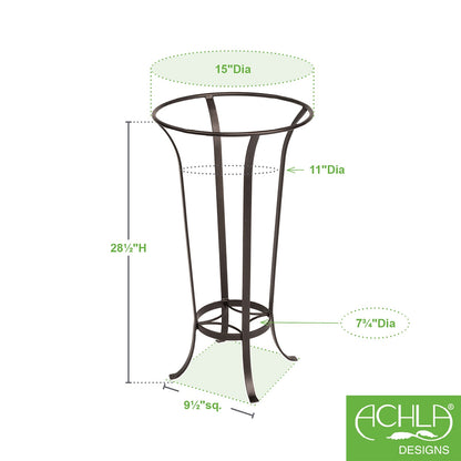 ACHLA Tulip Stand 28in Wrought Iron Roman Bronze Garden Pedestal | Outdoor Plant & Birdbath Stand | Patio & Garden Accent | Model FB-19