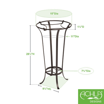 ACHLA Tulip Plant Stand | Roman Bronze Wrought Iron | Patio & Indoor Plant Display | 15.5 x 15.5 x 28 in | Model FB-20