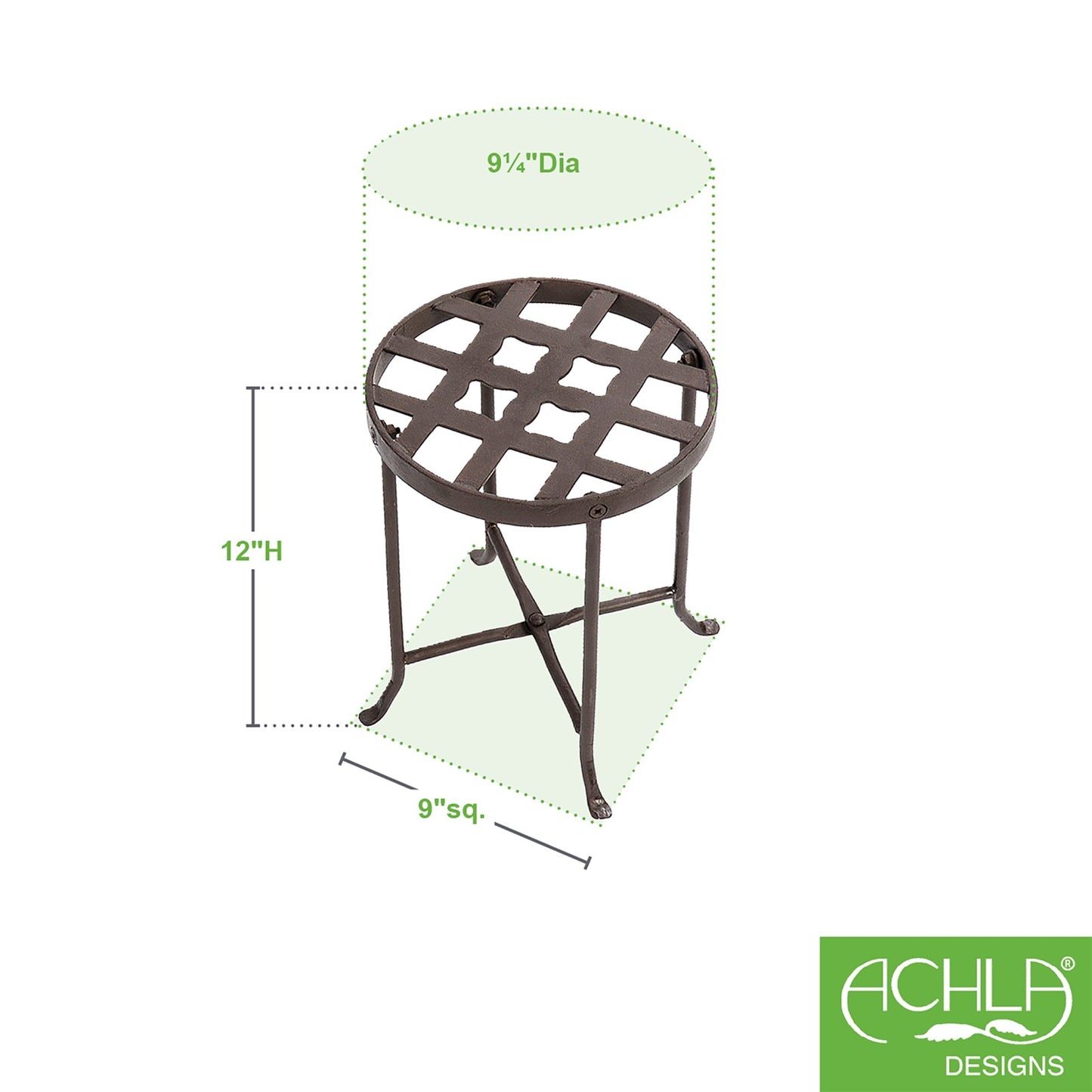 ACHLA Flowers Plant Stand I | Roman Bronze Wrought Iron | Indoor & Outdoor Plant Display | 9.25 x 9.25 x 12 in | Model FB-21