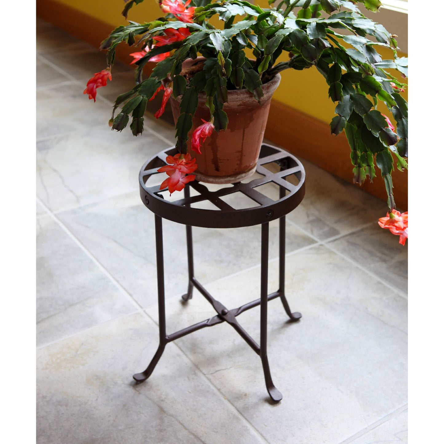 ACHLA Flowers Plant Stand I | Roman Bronze Wrought Iron | Indoor & Outdoor Plant Display | 9.25 x 9.25 x 12 in | Model FB-21