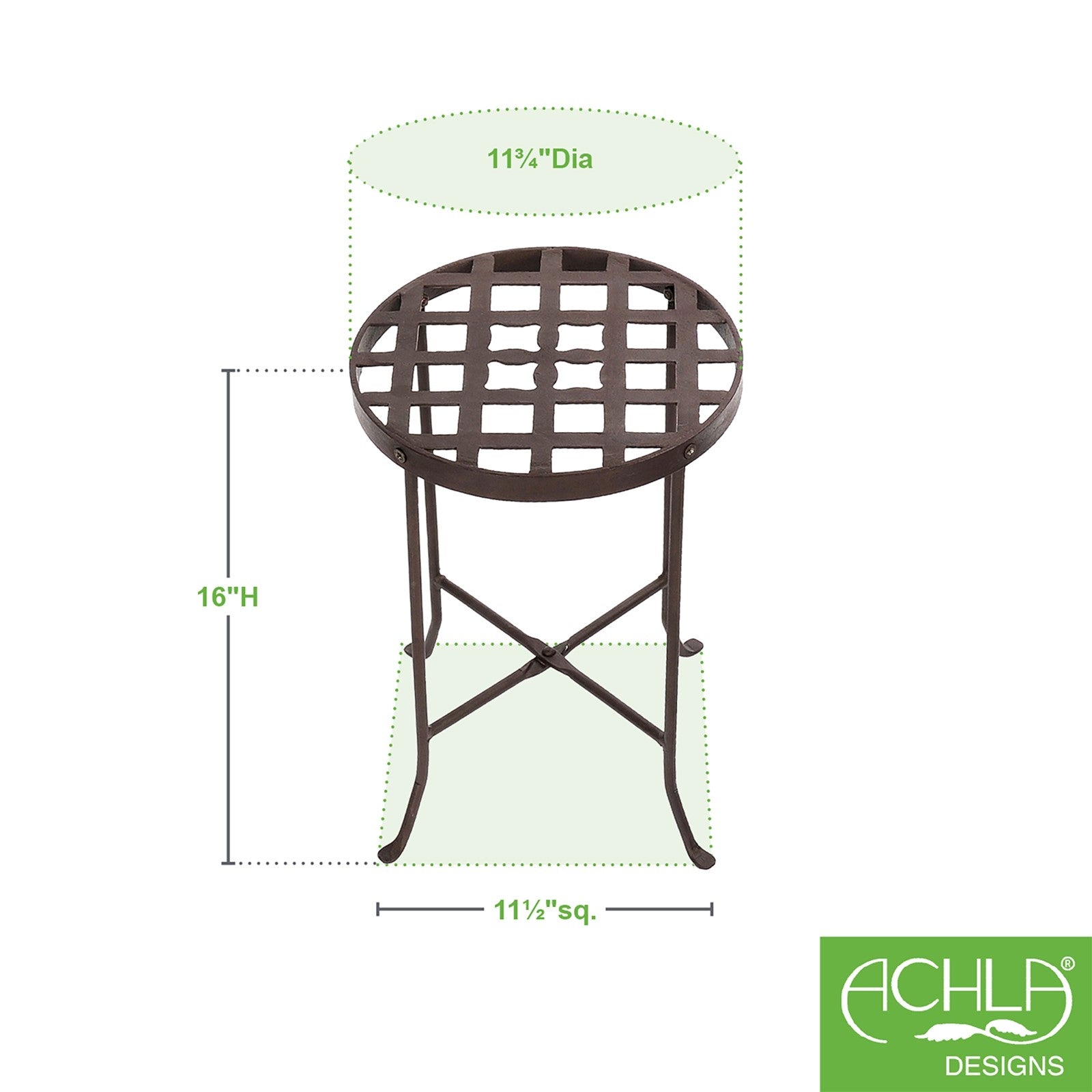ACHLA Flowers Plant Stand II 11.5in Dia | Roman Bronze Wrought Iron | Patio & Indoor Plant Display | 11.5 x 11.5 x 16.5 in | Model FB-22