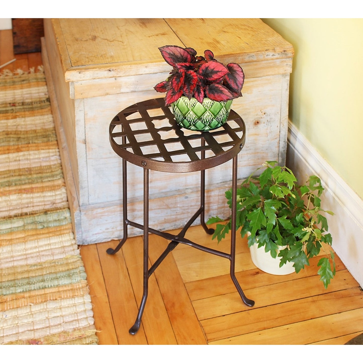 ACHLA Flowers Plant Stand II 11.5in Dia | Roman Bronze Wrought Iron | Patio & Indoor Plant Display | 11.5 x 11.5 x 16.5 in | Model FB-22