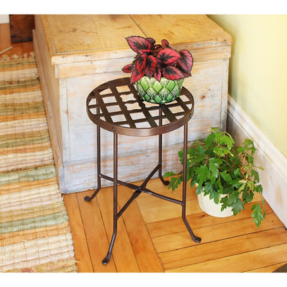 ACHLA Flowers Plant Stand II 11.5in Dia | Roman Bronze Wrought Iron | Patio & Indoor Plant Display | 11.5 x 11.5 x 16.5 in | Model FB-22