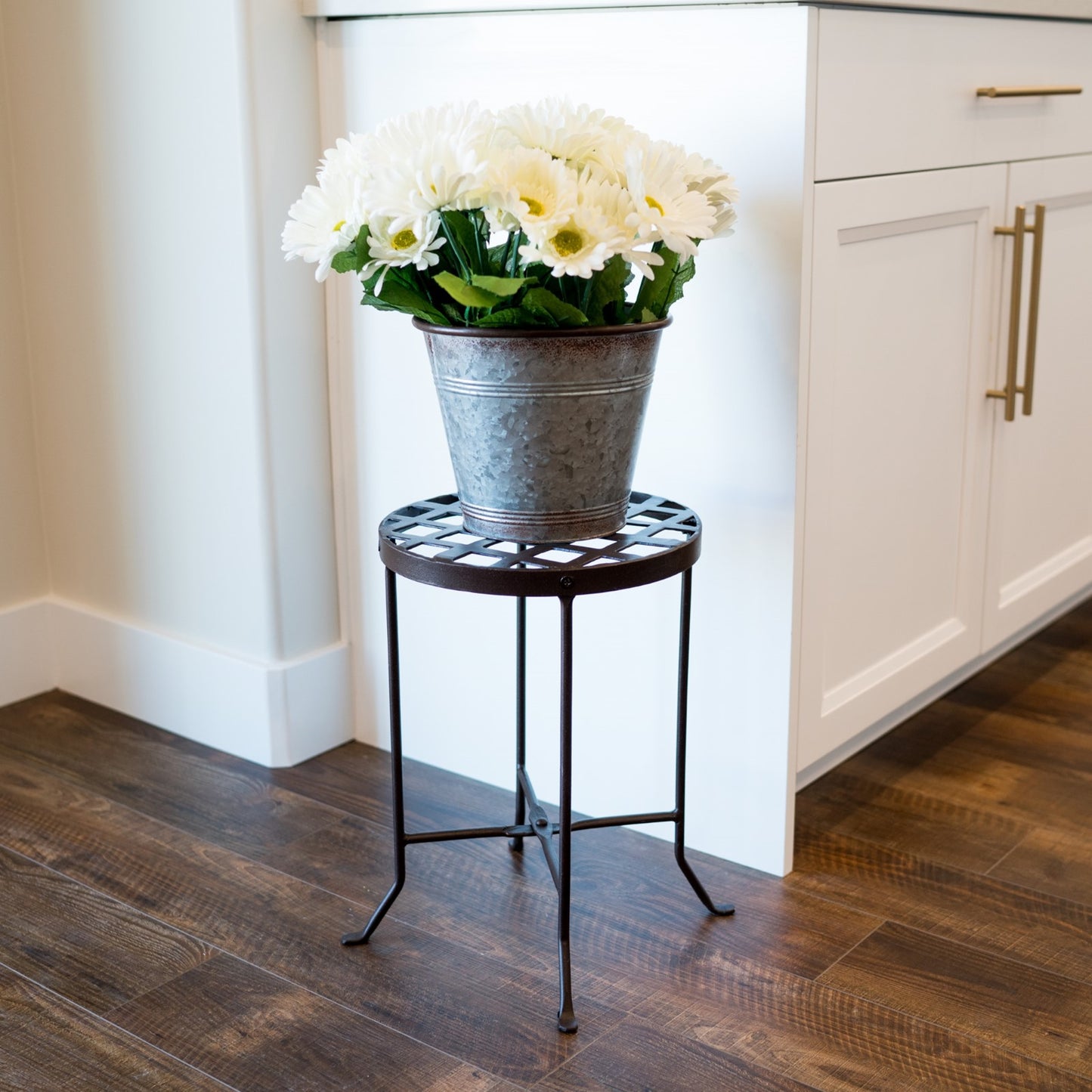 ACHLA Flowers Plant Stand II 11.5in Dia | Roman Bronze Wrought Iron | Patio & Indoor Plant Display | 11.5 x 11.5 x 16.5 in | Model FB-22