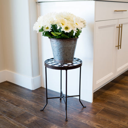 ACHLA Flowers Plant Stand II 11.5in Dia | Roman Bronze Wrought Iron | Patio & Indoor Plant Display | 11.5 x 11.5 x 16.5 in | Model FB-22