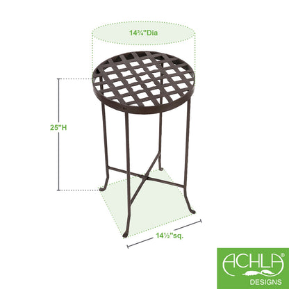 ACHLA Flowers Plant Stand III 24.75in Tall | Wrought Iron Roman Bronze Powder Coat | Patio, Deck & Indoor Plant Display | 14.5 x 14.5 x | Model FB-23