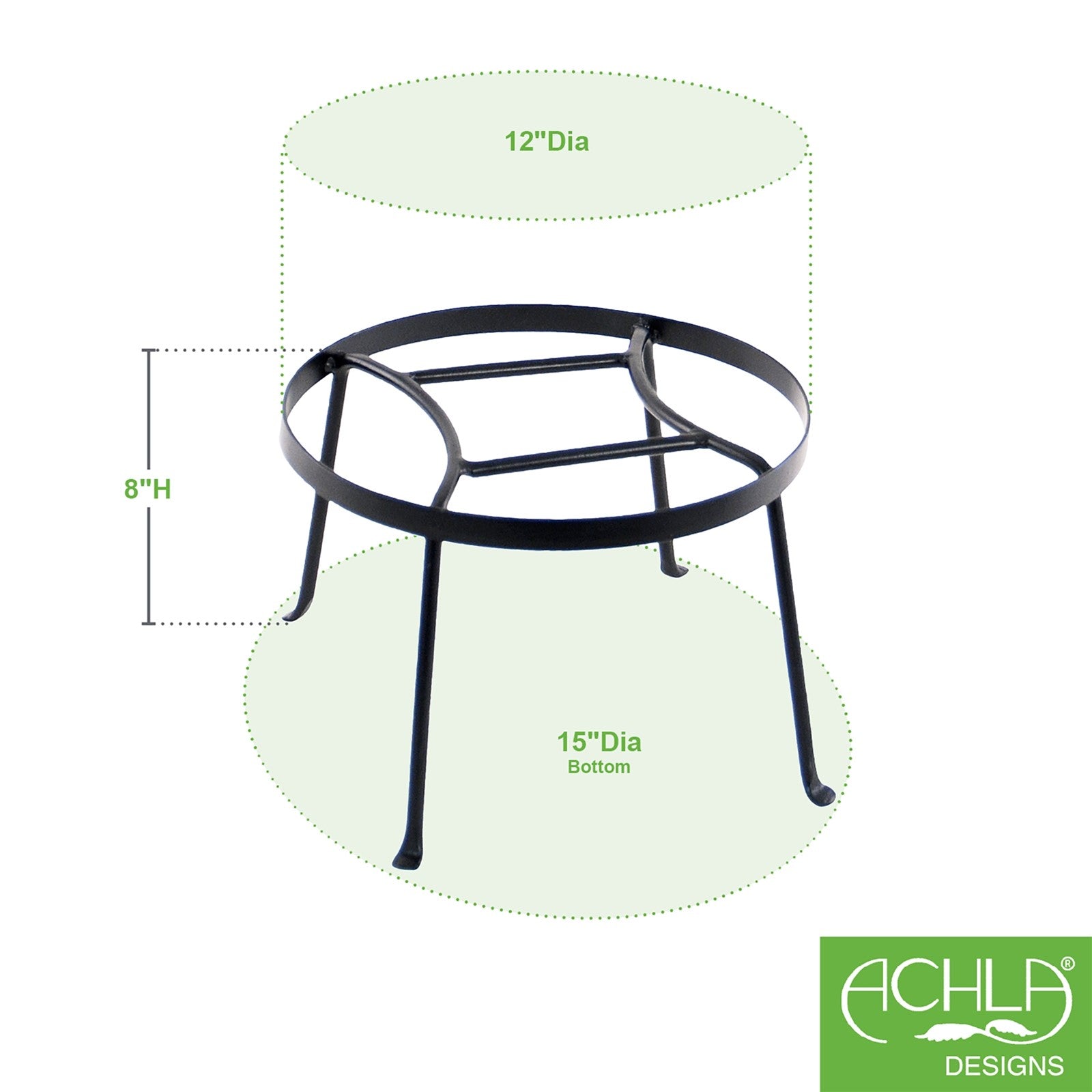 ACHLA Argyle Plant Stand I 8in | Wrought Iron Graphite Powder Coat | Indoor & Outdoor Plant Display | 15 x 15 x 9 in | Model FB-30