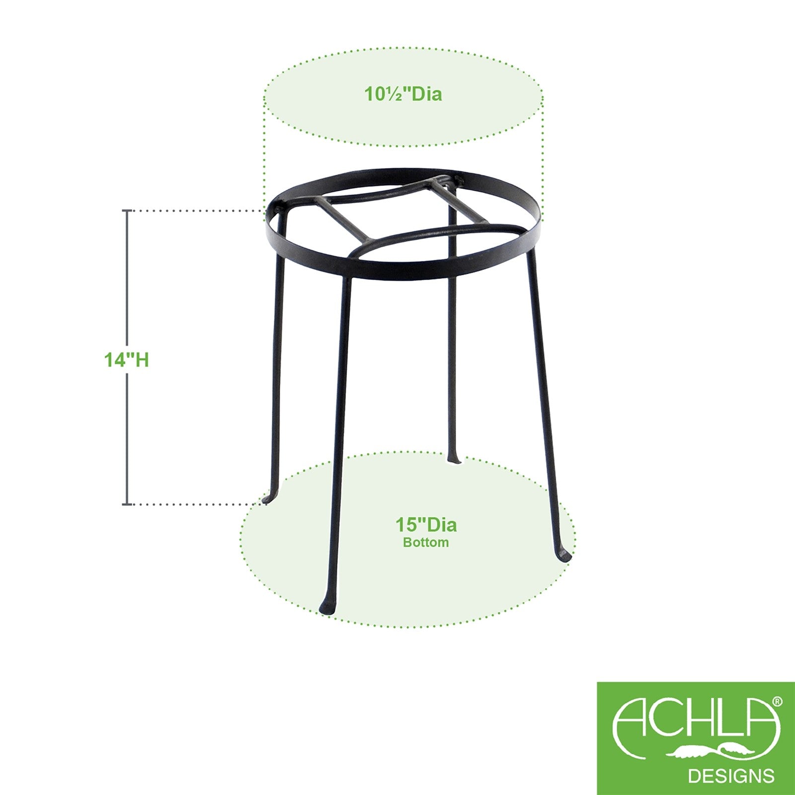 ACHLA Argyle Plant Stand II 14in | Wrought Iron Graphite Powder Coat | Indoor & Outdoor Patio Display | 10.5-15in Dia x 14in H | Model FB-31