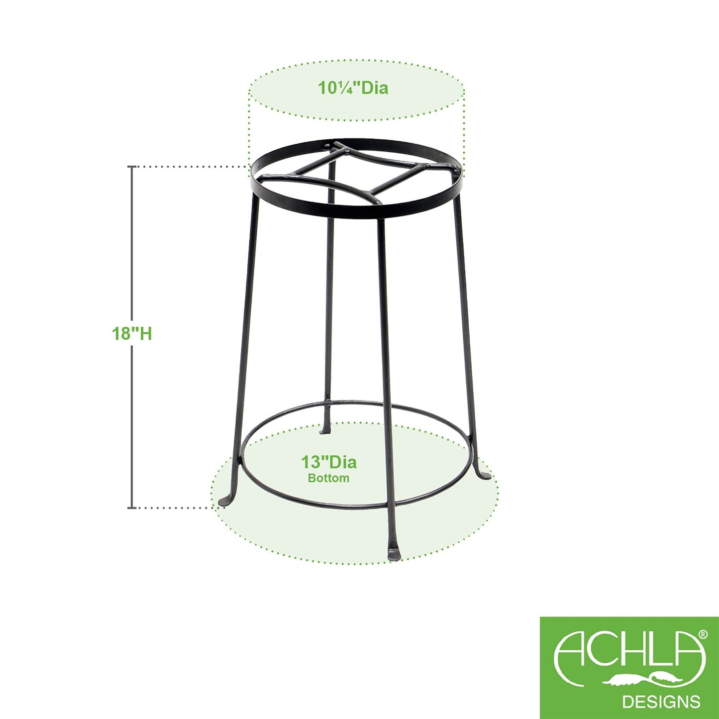 ACHLA Argyle Plant Stand III 18in | Wrought Iron Graphite Powder Coat | Indoor & Outdoor Pedestal | 10.5-14.5in Dia x 18in H | Model FB-32