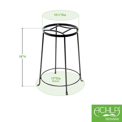 ACHLA Argyle Plant Stand III 18in | Wrought Iron Graphite Powder Coat | Indoor & Outdoor Pedestal | 10.5-14.5in Dia x 18in H | Model FB-32