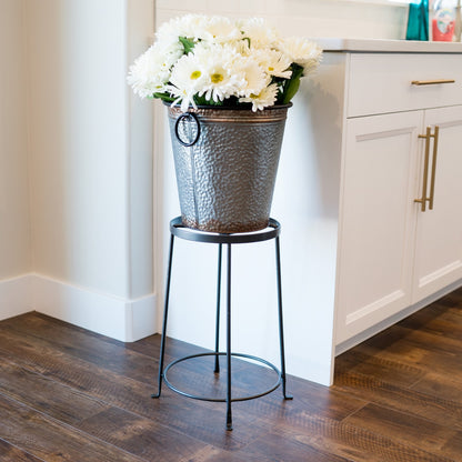 ACHLA Argyle Plant Stand III 18in | Wrought Iron Graphite Powder Coat | Indoor & Outdoor Pedestal | 10.5-14.5in Dia x 18in H | Model FB-32