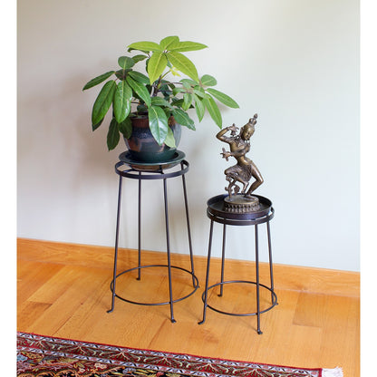 ACHLA Argyle Plant Stand III 18in | Wrought Iron Graphite Powder Coat | Indoor & Outdoor Pedestal | 10.5-14.5in Dia x 18in H | Model FB-32