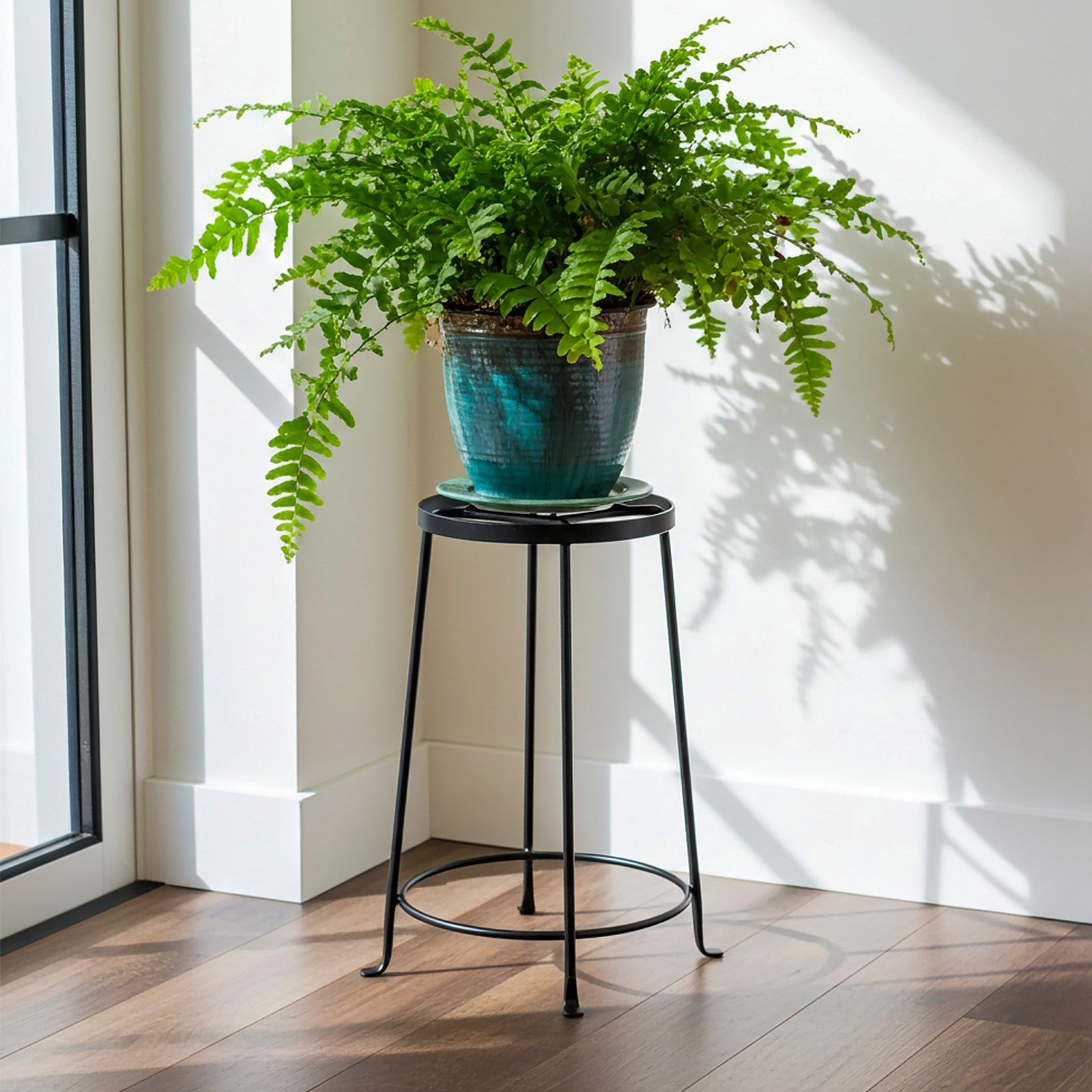 ACHLA Argyle Plant Stand III 18in | Wrought Iron Graphite Powder Coat | Indoor & Outdoor Pedestal | 10.5-14.5in Dia x 18in H | Model FB-32