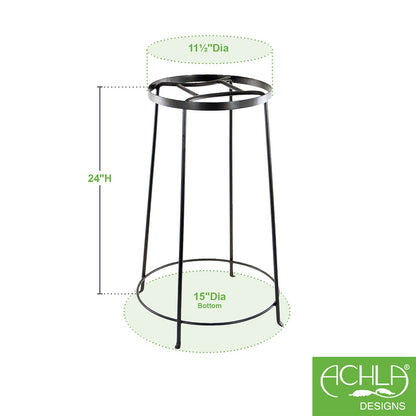 ACHLA Argyle Plant Stand IV 24in | Wrought Iron Graphite Powder Coat | Indoor & Outdoor Pedestal | 12-17.25 x 12-17.25 x 24 in | Model FB-33