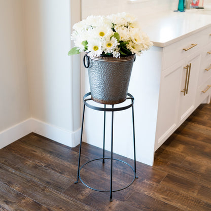 ACHLA Argyle Plant Stand IV 24in | Wrought Iron Graphite Powder Coat | Indoor & Outdoor Pedestal | 12-17.25 x 12-17.25 x 24 in | Model FB-33