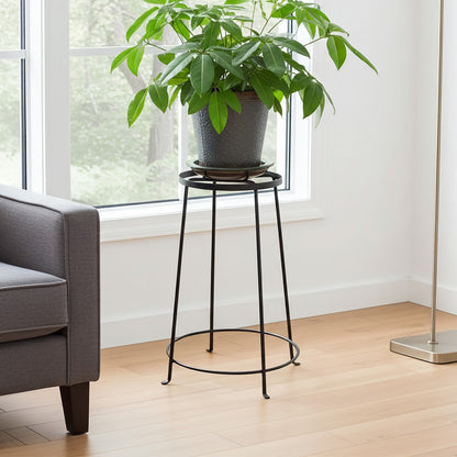 ACHLA Argyle Plant Stand IV 24in | Wrought Iron Graphite Powder Coat | Indoor & Outdoor Pedestal | 12-17.25 x 12-17.25 x 24 in | Model FB-33
