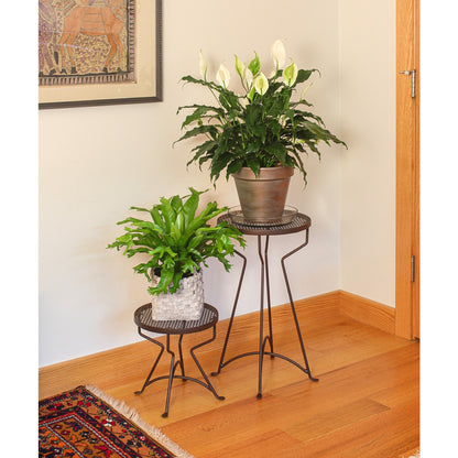 ACHLA Capri 12in Plant Stand & Side Table | Retro Wrought Iron Roman Bronze Powdercoat | Patio, Balcony & Sunroom Accent | Model FB-35