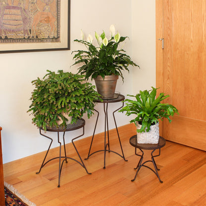 ACHLA Capri 12in Plant Stand & Side Table | Retro Wrought Iron Roman Bronze Powdercoat | Patio, Balcony & Sunroom Accent | Model FB-35