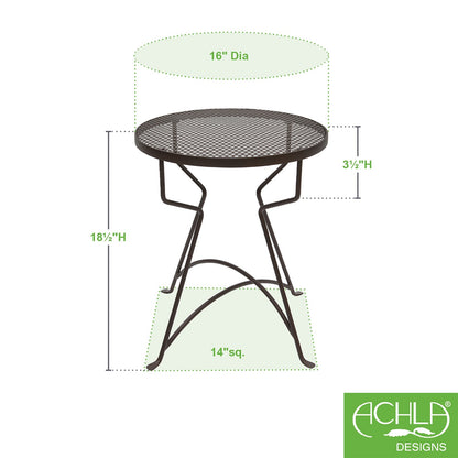 ACHLA Capri 18in Plant Stand | Roman Bronze Wrought Iron | Patio & Balcony Side Table | 16 x 16 x 18.5 in | Model FB-36